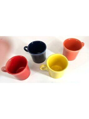 4 vintage Homer Laughlin Fiestaware mugs classic Ring handle